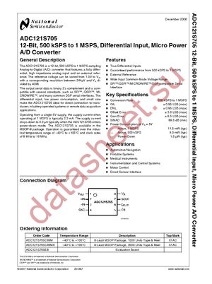 ADC121S705CIMM/NOPB datasheet  